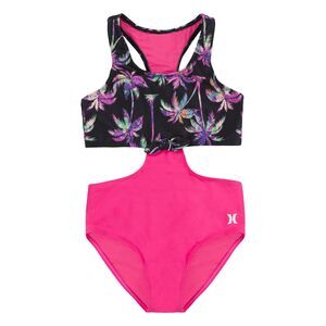 Hurley Girls Tie Front Monokini Swimsuit (Big Kids) Hyper Pink XL (16 Big Kid)